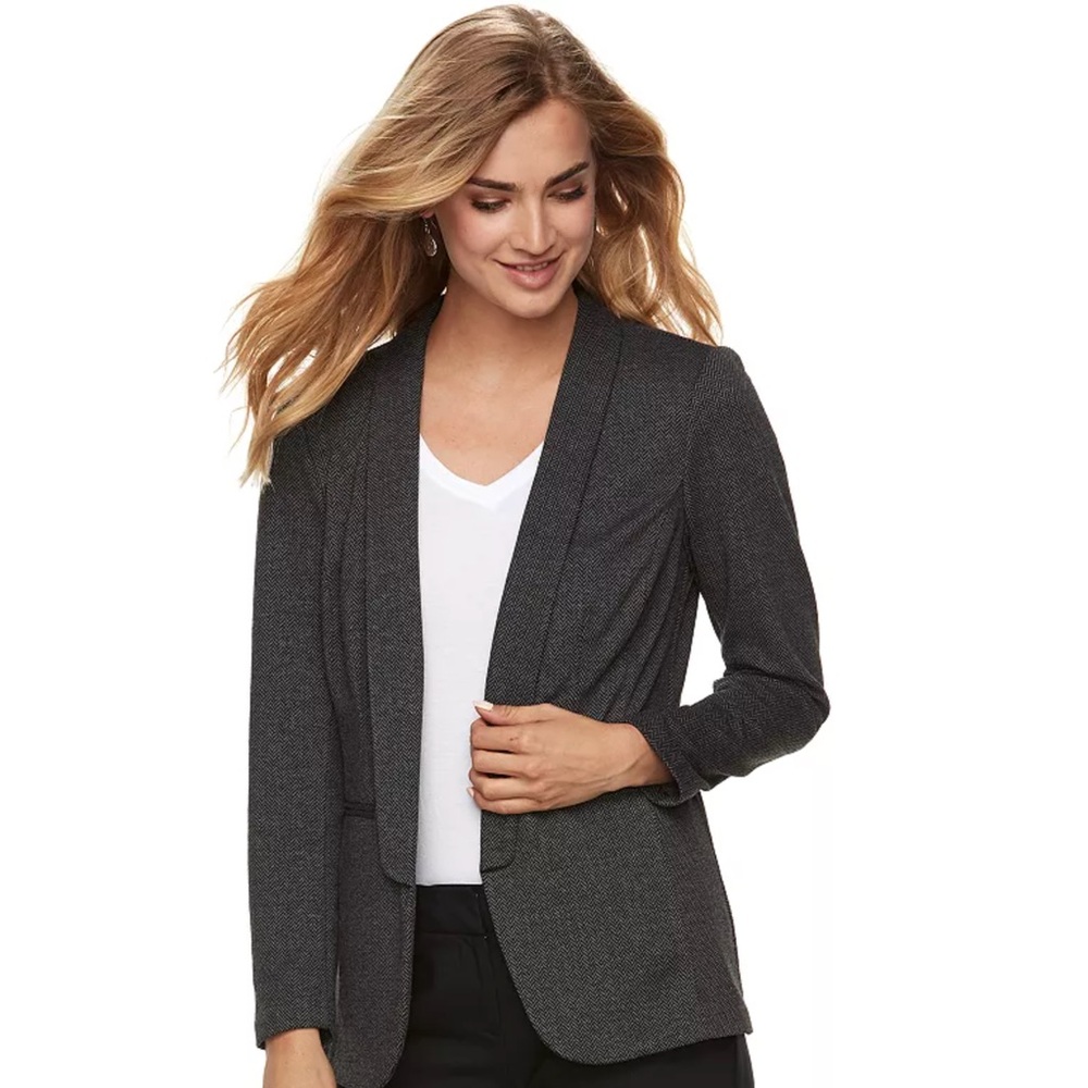 Knit Boyfriend Blazer Herringbone Medium NEW